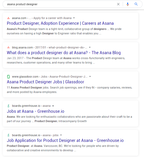 Asana产品设计师谷歌